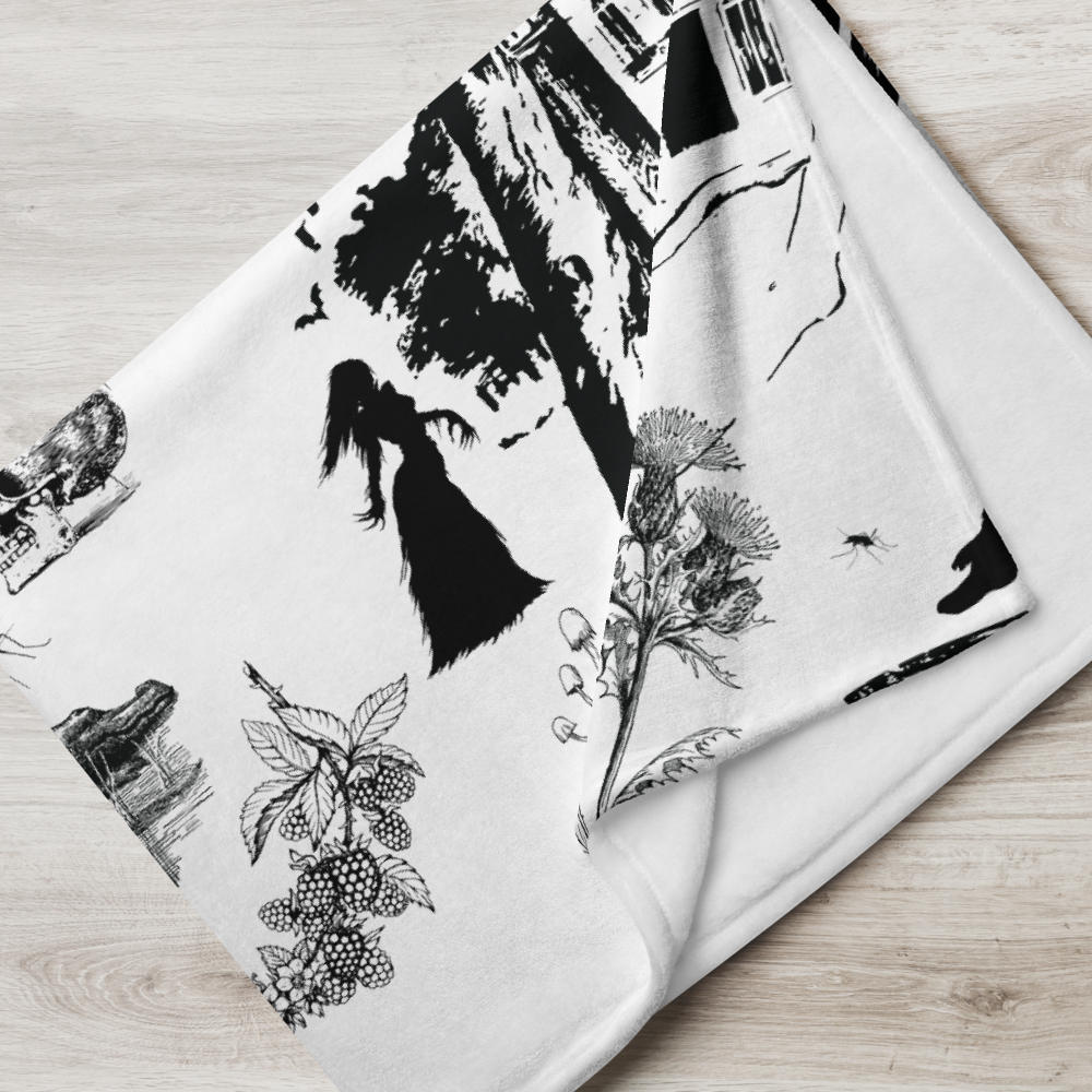 Southern Gothic Toile Pattern Throw Blanket