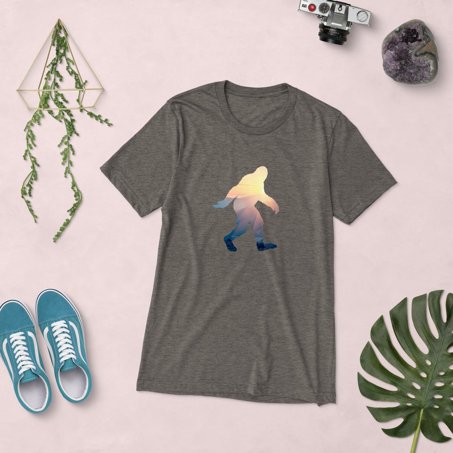 Sunrise Bigfoot a Quirky Gift for your Favorite Wandering Believer  T-shirt