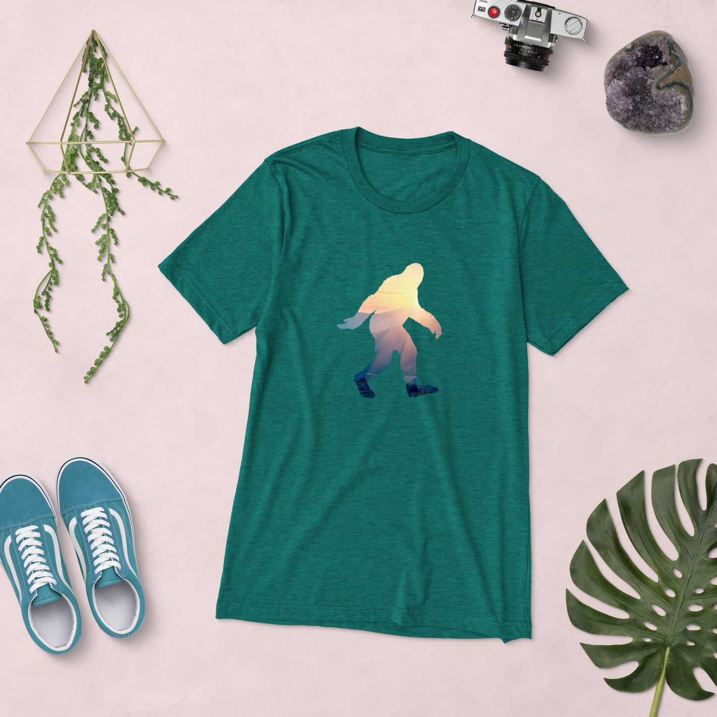 Sunrise Bigfoot a Quirky Gift for your Favorite Wandering Believer  T-shirt