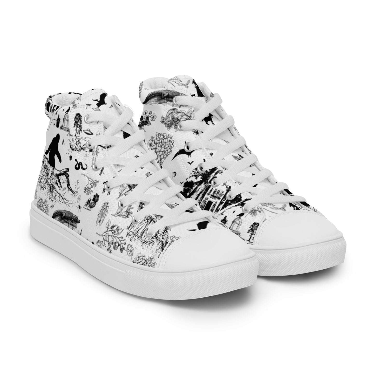 Southern Gothic Toile - Black and White Women’s high top shoes
